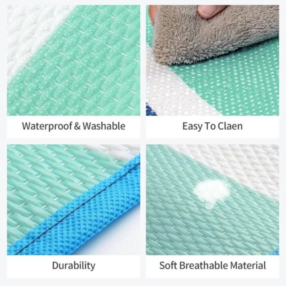New 4x6 Outdoor Patio Rug, Waterproof Blue & Grey Plastic Carpet for Porch, Deck